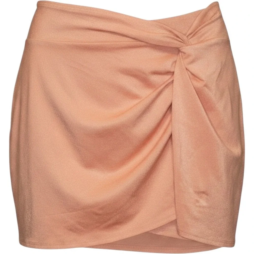Shade & Shore Metallic‎ Peach Pink Twist Front Swim Sarong Cover Up Skirt Medium